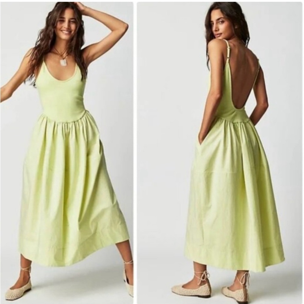 Free People Lime Green Midi Dress